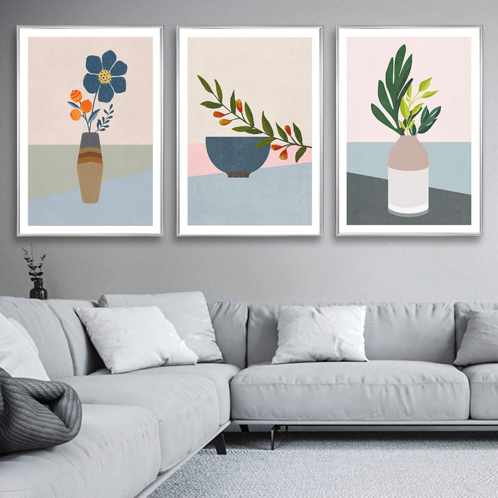 抽象画 花瓶と植物 キャンバスアート